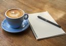 coffee, pen, notebook